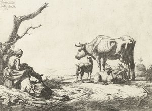 Pasterz i pasterka z bydłem, 1653 autorstwa Adriaen van de Velde