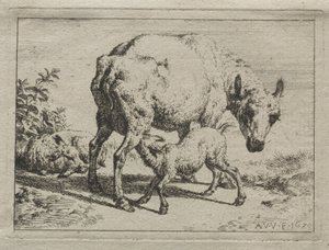 Owce i dwa baranki, 1670. autorstwa Adriaen van de Velde