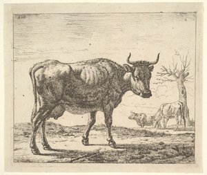 Trzy krowy z różnych zwierząt. autorstwa Adriaen van de Velde
