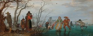 Zima (przyjemność na lodzie). 1625 autorstwa Adriaen van de Venne
