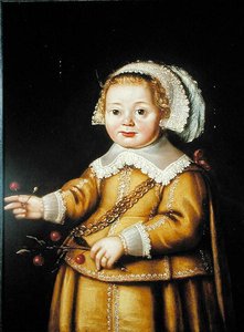 Portret Anne Gibson jako dziecka (olej na panelu) autorstwa Adriaen van der Linde