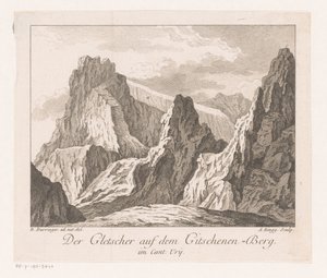 Widok na lodowiec w Alpach Der Gletscher auf dem Gitschenen-Berg (tytuł na obiekcie)