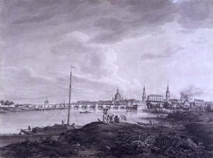 Vaizdas į Drezdeną, apie 1788 m. (rašalas ir plovimas virš grafito ant popieriaus)poli