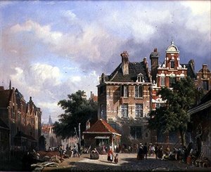Holenderska scena uliczna autorstwa Adrianus Eversen