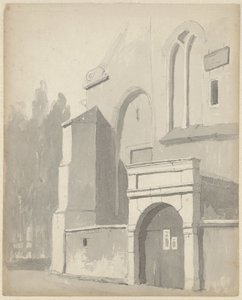 Widok na bramę wjazdową kościoła autorstwa Adrianus Eversen