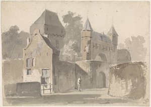 Widok na bramę miejską autorstwa Adrianus Eversen