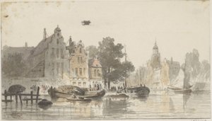 Pejzaż miejski z kanałem autorstwa Adrianus Eversen
