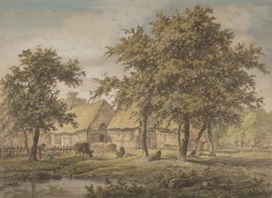 Krajobraz z folwarkiem, 1757-1837. autorstwa Adrianus de Visser
