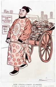 Karykatura o Paulu Claudelu, francuskim poecie i dramatopisarzu - autorstwa Barrère, w ""Fantasio"" z 01.01.1927 autorstwa Adrien Barrere