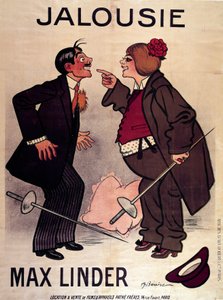 Plakat „Jalouise” (lub Max i zazdrosny mąż) autorstwa Maxa Lindera (Gabriel Lieuvielle autorstwa Adrien Barrere