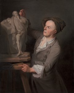 Louis-Francois Roubiliac modeluje swój pomnik Szekspira w latach 1760-1761. autorstwa Adrien Carpentiers