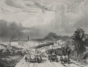 Widok ogólny Riom, Owernia, 1829. autorstwa Adrien Dauzats
