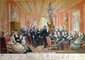 Salon Victora Hugo, 21 rue de Clichy, Paryż, grudzień 1875 (kolor grawerowany)