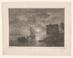 Prom nocą le baco autorstwa Adrien Manglard (attributed to)