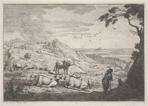 Krajobraz z krowami autorstwa Adrien Manglard