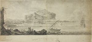 Widok na miasto i port w Palermo z widokiem na Monte Pellegrino autorstwa Adrien Manglard