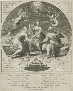 De dry schikgodinnen Posiadaj swoje dusze (tytuł na obiekcie) autorstwa Egidius  Sadeler (II)