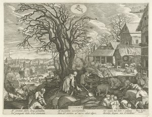 Grudzień (tytuł na obiekcie) Dwanaście miesięcy (tytuł serii) autorstwa Egidius  Sadeler (II)