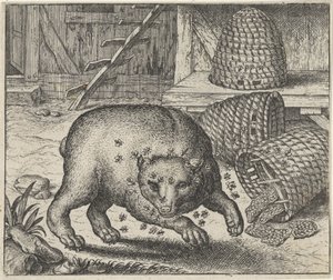Bajka o niedźwiedziu i pszczołach autorstwa Egidius  Sadeler (II)