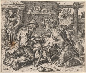 Bajka o chłopie i satyrze autorstwa Egidius  Sadeler (II)