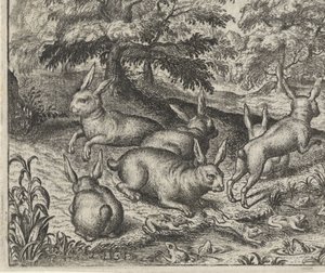Bajka o zające i żaby autorstwa Egidius  Sadeler (II)