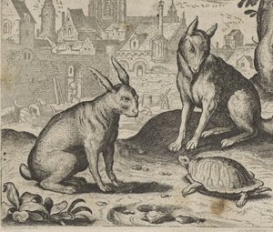 Bajka o żółwiu i zająca autorstwa Egidius  Sadeler (II)