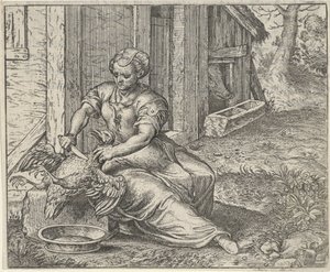 Bajka o kobiecie i kurczaku autorstwa Egidius  Sadeler (II)