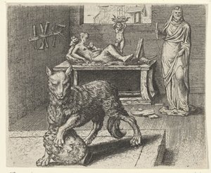 Bajka o wilku i posągu autorstwa Egidius  Sadeler (II)