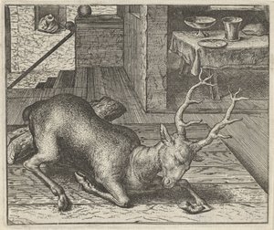 Bajka o pijanym jeleniu autorstwa Egidius  Sadeler (II)