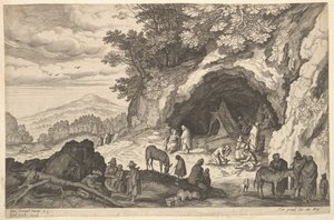 Krajobraz z obozem cygańskim, b.d. autorstwa Aegidius Sadeler II