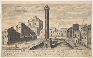 Tablica 31: widok kolumny Trajana z jej cokołem wykopanym z ziemi, su..., 1606. autorstwa Aegidius Sadeler II