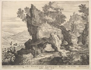 Skalisty krajobraz z St. Jerome. autorstwa Aegidius Sadeler II