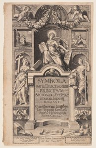 Strona tytułowa Symbola varia diversorum autorstwa Aegidius Sadeler II