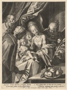 Święta Rodzina ze św. Anną i dwoma aniołami autorstwa Aegidius Sadeler II, after Hans von Aachen