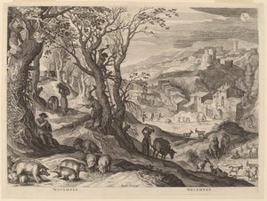 listopad i grudzień autorstwa Aegidius Sadeler II after Paul Bril