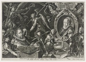 Bartholomaeus Spranger i jego żona, Christina Muller, 1600 (rycina na papierze czerpanym) autorstwa Aegidius Sadeler or Saedeler