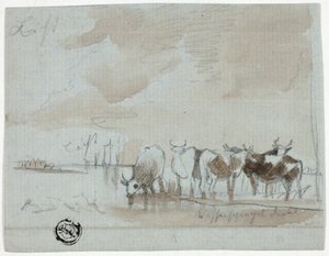 Cattle in Water   1382528   pl       polish Successfully Translated  Original: Summit of Sierra Nevada, Snow Sheds in Foreground, Donner Lake in the Distance, C. P. R. R. Translat: Summit of Sierra Nevada, Snow Sheds in Foreground, Donner Lake in the Dista autorstwa Aelbert Cuyp