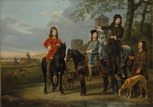Portret konny Cornelisa (1639-1680) i Michiela Pompe van Meerdervoorta (1638-1653) z ich nauczycielem i woźnicą autorstwa Aelbert Cuyp