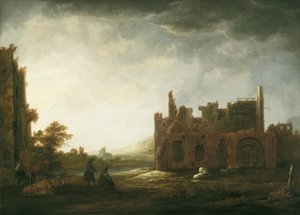 Krajobraz z ruinami opactwa Rijnsburg autorstwa Aelbert Cuyp