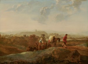 Migrujący chłopi w południowym krajobrazie autorstwa Aelbert Cuyp