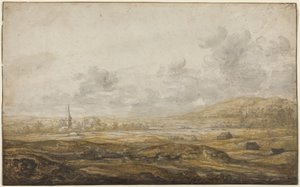 Panoramiczny widok krajobrazu wzdłuż Renu autorstwa Aelbert Cuyp