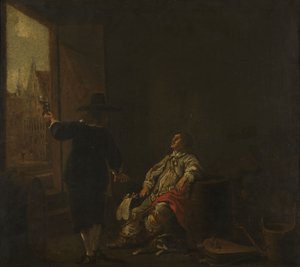 Szyld sklepu z winami autorstwa Aelbert Cuyp