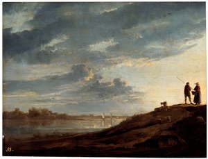 Zachód słońca nad rzeką, 1650. autorstwa Aelbert Cuyp