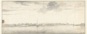 Rozległy widok na rzekę ze statkami na spokojnej wodzie autorstwa Aelbert Cuyp
