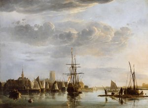 Widok Dordrechtu, ok. 1652-53 (olej na płótnie) autorstwa Aelbert Cuyp