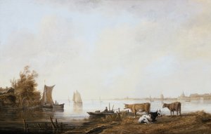 Widok na Mozę w pobliżu Dordrechtu autorstwa Aelbert Cuyp
