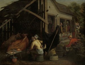 Pary kochają się w Country Inn autorstwa Aert Pietersz. (attributed to)