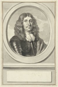 Portret Cornelisa Evertsena w zbroi, w owalu, z prawej autorstwa Aert Schouman