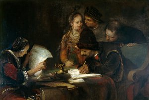 Umowa małżeńska, ok. 1670 (olej na płótnie) autorstwa Aert de Gelder