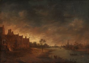 Widok na rzekę przy świetle księżyca autorstwa Aert van der Neer (copy after)